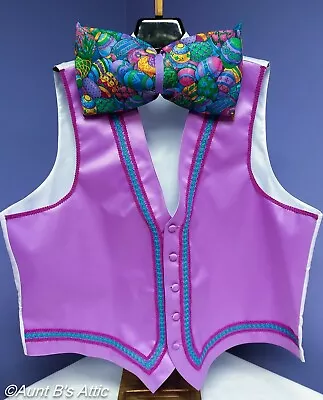 Easter Bunny Vest & Tie Orchid/Purple Full Back Hand Decorated Mascot Vest Asso. • $50
