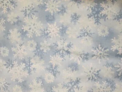 $3.75 • Buy Snowflakes Floral Snow Flake Blues White Digital Print Cotton Fabric Fq 
