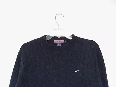 Vineyard Vines Men's Shetland Cable Crewneck Sweater Size Small Wool Navy 1E0152 • $6.99