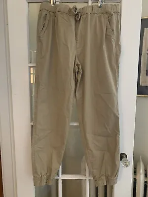 Sonoma Men’s Joggers Khaki Cotton Large Drawstring Pockets Elastic Waist EUC • $16.50