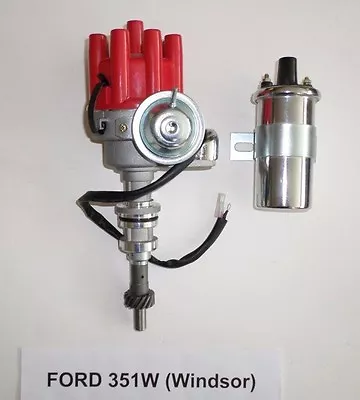 Small Block FORD 351W WINDSOR RED FEMALE Small Cap HEI Distributor + Chrome Coil • $121.95