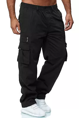 Mens Work Multi Pockets Cargo Trousers Combat Elasticated Stretch Waist Pants US • $23.69
