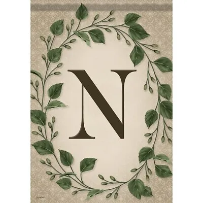 MONOGRAM INITIAL Letter N Ivy Wreath Dura Soft Garden Flag 12.5  X 18  Carson • $15.99