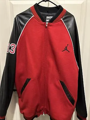 Air Jordan Varsity Jacket Leather Wool Red/black Mens Xxl • $525