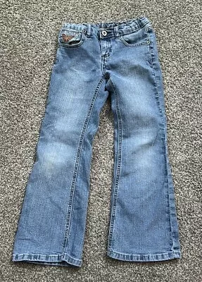 Euc MUDD Girl's Boot Cut Blue Denim Faded JEANS Size 7 Adjustable Waist • $10