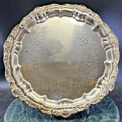 Vintage EPCA Silver Plate Old English Tray By Poole #5930  12  Footed Pie Server • $42