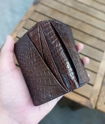 Genuine Brown Crocodile Men RFID Blocking Leather Credit Card Holder Wallet • $36.75