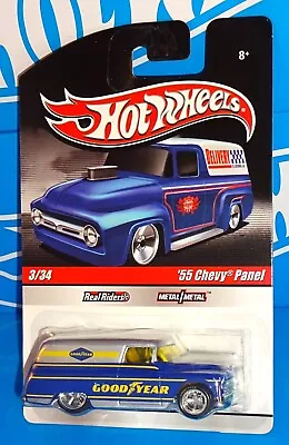 Hot Wheels 2010 Slick Rides #3 '55 Chevy Panel Silver & Blue Goodyear • $18