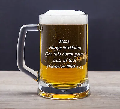 Personalised Engraved Pint Beer Glass Tankard 18th 21st 30th 50th Birthday Gifts • £11.99