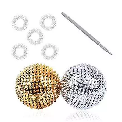 Acupressure Bio-Magnetic Balls With Jimmy (Steel) 5 Sujok Finger Ring Set Of 2 • £16.28