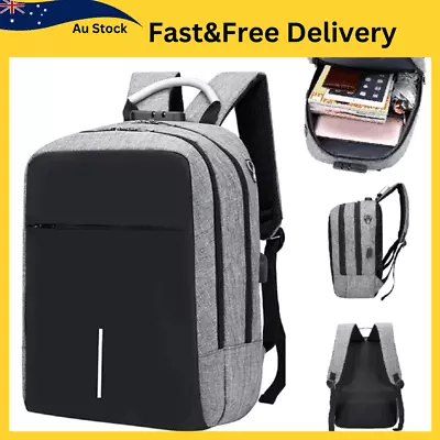 Backpack Waterproof Anti-Theft For Tablet Cell Phone Laptop With Lock USB Port • $27.90