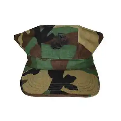 Marine Corp Usmc Woodland Bdu Utility Cap Cover 8 Point Embroidered Large • $35.99