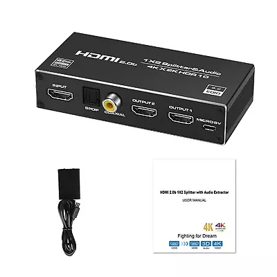 High Quality 1x2 HDMI Splitter Audio Extractor Durable Replacement For PS4 • $29.69