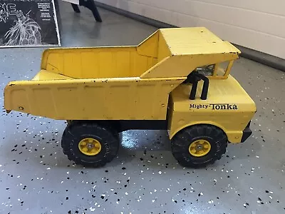 Vintage 1970s Mighty Tonka  Metal Dump Truck Yellow 16” Complete • $99.95