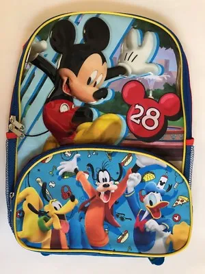 Backpack 16  Mickey 28 Pluto Goofy Donald Front Pouch Multi-Compartment New • $14.95