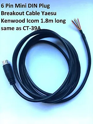 6 Pin Mini DIN Plug Breakout Cable Yaesu Kenwood Icom 1.8m Long Same As CT-39A • £7.99