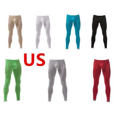 US Men's Silk Long Pants John Sport Running Tights Thermal Underwear Pajamas Hot • $4.74
