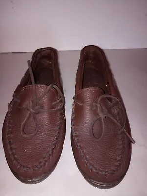 Minnetonka Moose Moccasins Genuine Hide Leather Women's Driving Shoes Kilty Sz 8 • $29