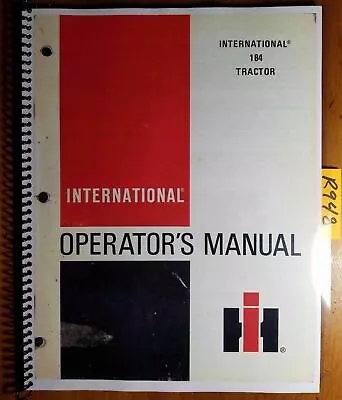 IH International Harvester 184 Tractor Owner Operator Manual 1 096 121 R2 3/78 • $18.49