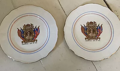 2x Coronation Queen Elizabeth 1953 Washington Pottery Side Plate Memorabilia S3 • £10.70