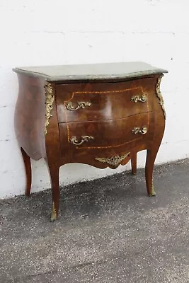 French Marble Top Bombay Serpentine Inlay Commode Dresser Bathroom Vanity 5281 • $805.50