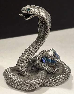 1992 Sunglo Fine Pewter Conra Snake Green Jeweled Eyes Beautiful Detail Rainbow • $19.99