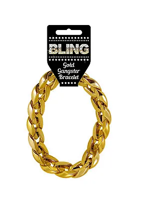 Chunky Fak Gold Chain Bracelet Gangster Lemon Mr T Rapper Fancy Dress Accessory  • £3.99