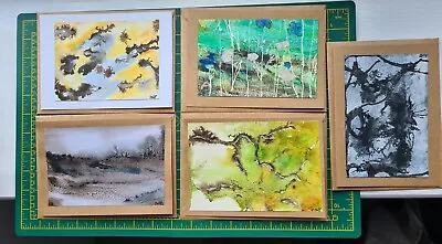£4.50 • Buy Handpainted Unique Original Greetings Cards Blank Inside 5 Cards With Envelopes 