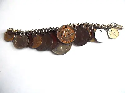 Vintage 1957-1959 South Africa - Mexico And More Coin Bracelet With 15 Coins • $14.99