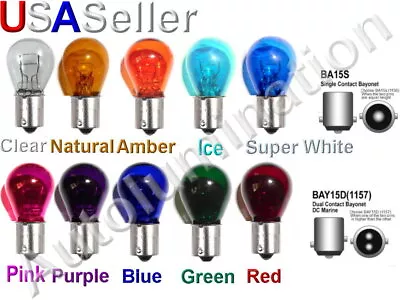 1156 1157 7506 7528 Colored Glass Light Bulb Lamp Tail Brake Turn Signal • $1.99