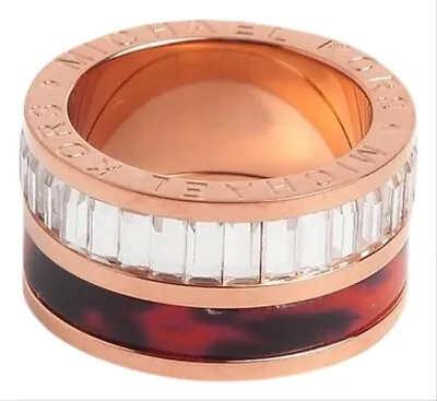 Auth NEW Michael Kors ROSE GOLD Tortoise Baguette Barrel Sz 6 Ring W/ Dust Cover • $54.60