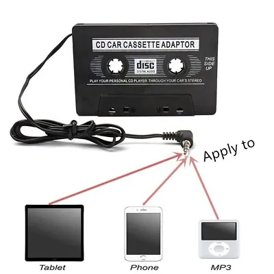 Car Cassette Casette Tape MP3 MP4 Player CD IPod IPhone 3.5mm AUX Audio Adapter  • £3.99