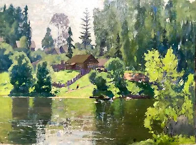 Painting Russian Landscape Impressionism Vintage Decor Art Lesyn • $1275