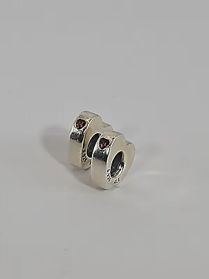 Two Authentic Pandora Sterling Silver TWO HEARTS Red CZ Spacers #796559CZR • $45.50