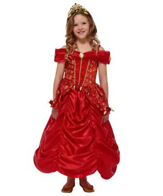 5-6 Yrs Disney Belle Fancy Dress & Gold Tiara Princess Beauty And The Beast Book • £19.99