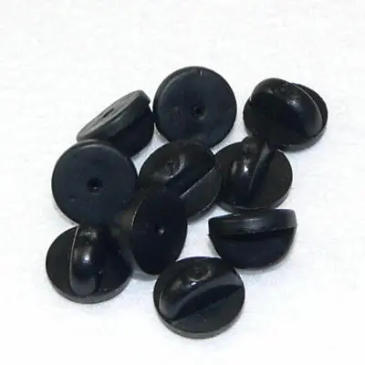 Lot 10 Black Rubber Pin Backs Clutch Clasp Biker Scouts Military Fastener  • $7.37