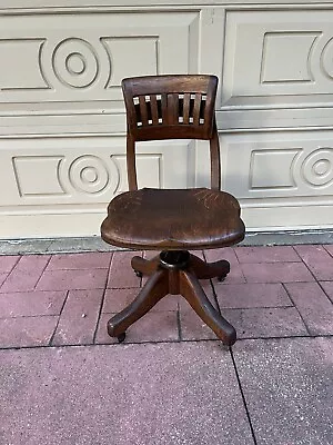 Vtg Johnson Chair C.1920-30's Swivel Tilt Rolling Banker's Office Desk Chair • $225