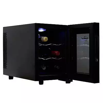 6-Bottle Wine Cooler 0.65 Cu. Ft. Standard Door Mini Fridge With Wine Rack Black • $96.73