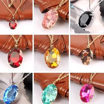 $4.99 • Buy Women's Fashion Silver Chain Crystal Rhinestone Pendant Necklace Jewelry Gift