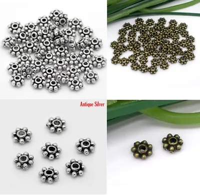 £1.99 • Buy 4mm Antique Daisy Spacers Metal Beads Tone Crimps Jewellery Making Findings