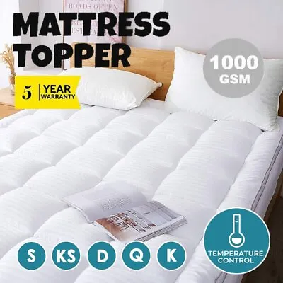 $18.89 • Buy 1000GSM Pillowtop Mattress Topper Protector Cover 5cm Thick Queen Double/King/S