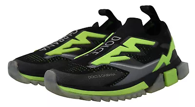 DOLCE & GABBANA Shoes Sneakers Black Yellow SORRENTO Sport Stretch EU40 / US7 • $219
