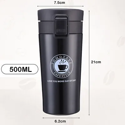 Insulated Travel Coffee Mug Cup Thermal Stainless Steel Flask Vacuum Thermos • £8.69