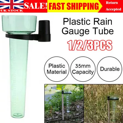 1/2/3x Water Rain Gauge Rainwater Rainfall Guage Garden Outdoor Rain Meter Tool. • £6.26