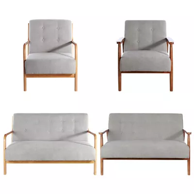 Adult Kids Loveseat Sofa Couch Lounge Room Armchair Upholstered Seat Wood Frame • £39.95