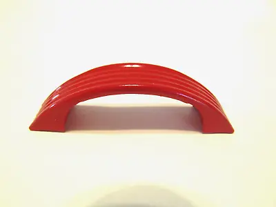 Vintage Red Metal Drawer Pulls W Ribbed Face • $22.50