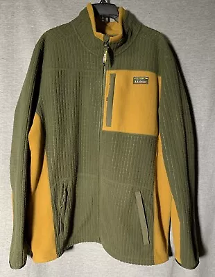 Men’s LL Bean Jacket Green Mountain Classic Windproof Fleece Grid Full Zip XL-T • $59.99