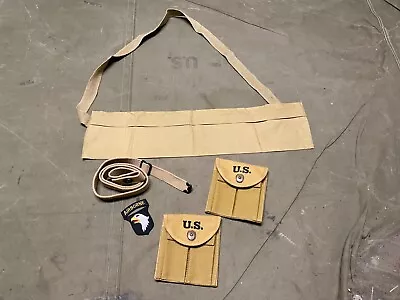 Wwii Us Airborne Paratrooper M1 Carbine Rifle Ammo Bandoleer Pouch Sling Lot • $37.56