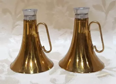 Vintage Brass Megaphone Salt And Pepper Shakers MCM • $10.95