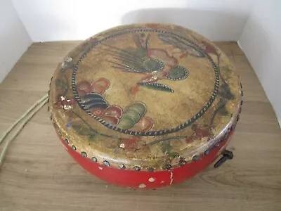 $129 • Buy Antique Chinese Hand Painted Dragon / Rooster Rawhide Tack Head Tom Tom 10  Drum